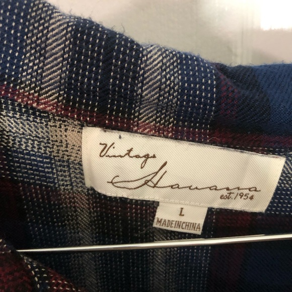 Vintage Havana Navy and Burgundy Plaid Shirt dress - Picture 9 of 14